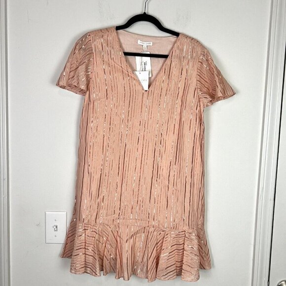 Anna Cate Dress Women S Veronica Metallic Peach Rose Gold Mini Dress - Picture 8 of 10